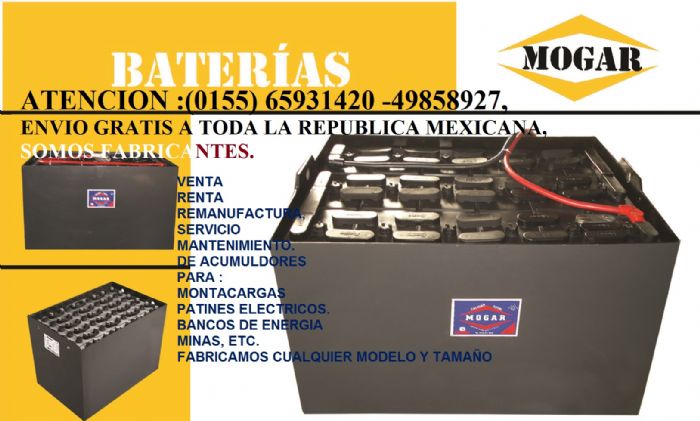 FABRICAMOS BATERIAS INDUSTRIALES PARA MONTACARGAS, ETC